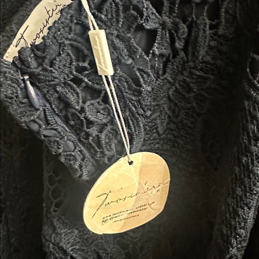 Twosisters The Label Elegant Navy Lace Halter Midi Dress NWT - Picture 6 of 6